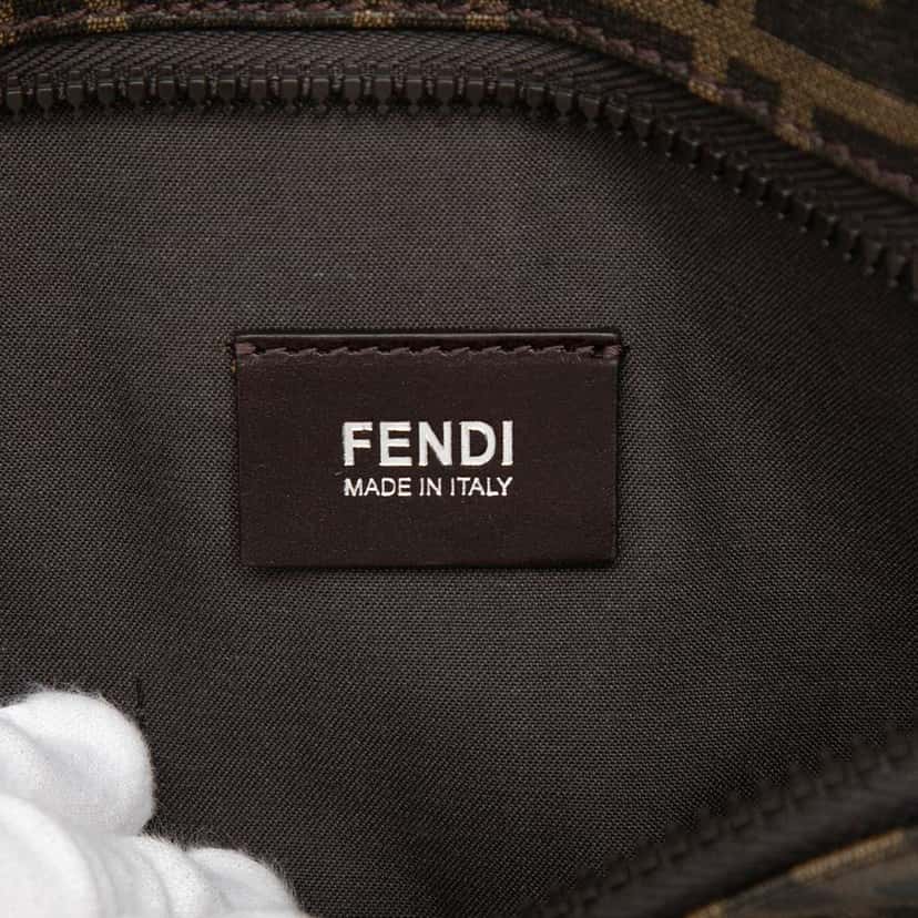 Fendi Zucca Canvas Double Pocket Belt Bag Brown Canvas Very good condition - Box View