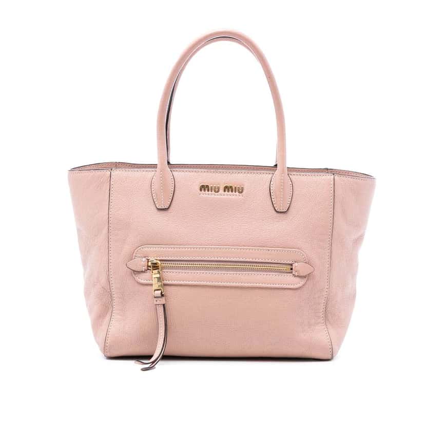 Miu Miu Goatskin Madras Front Pocket Satchel Pink Leather Very good condition - Front View