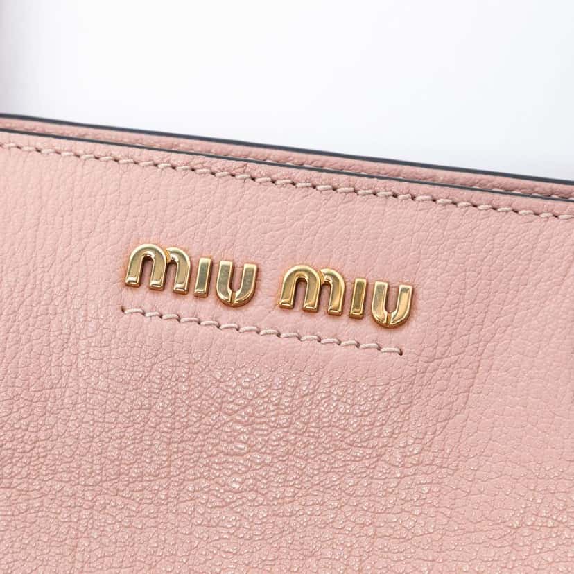 Miu Miu Goatskin Madras Front Pocket Satchel Pink Leather Very good condition - Box View