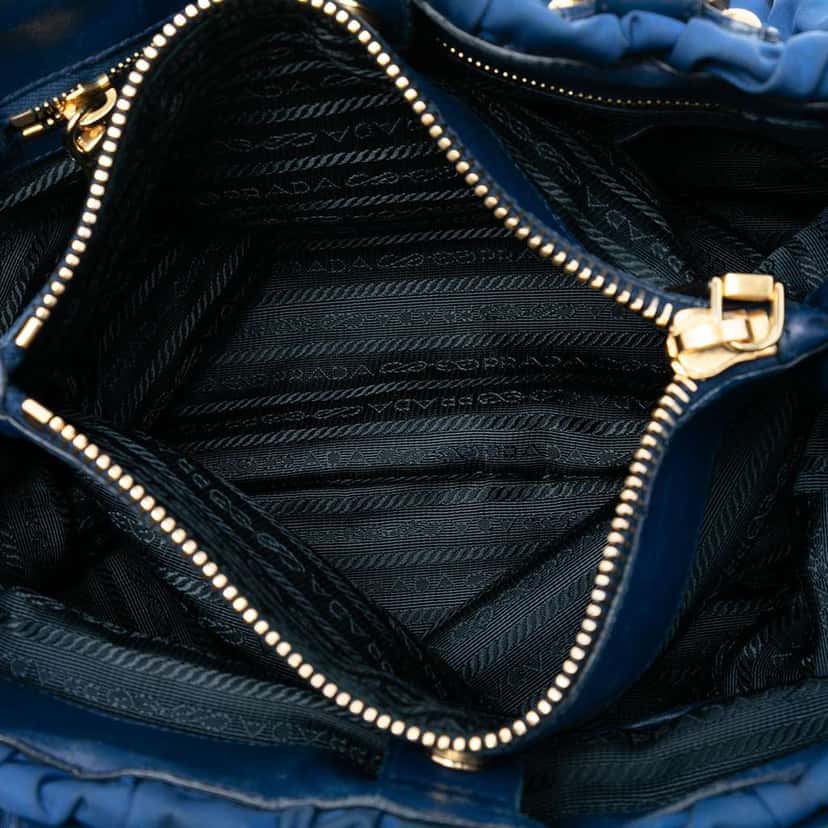 Prada Tessuto Gaufre Satchel Blue Good condition - Model View