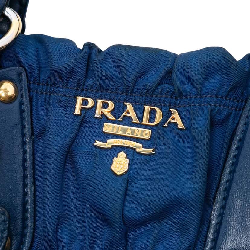 Prada Tessuto Gaufre Satchel Blue Good condition - Box View