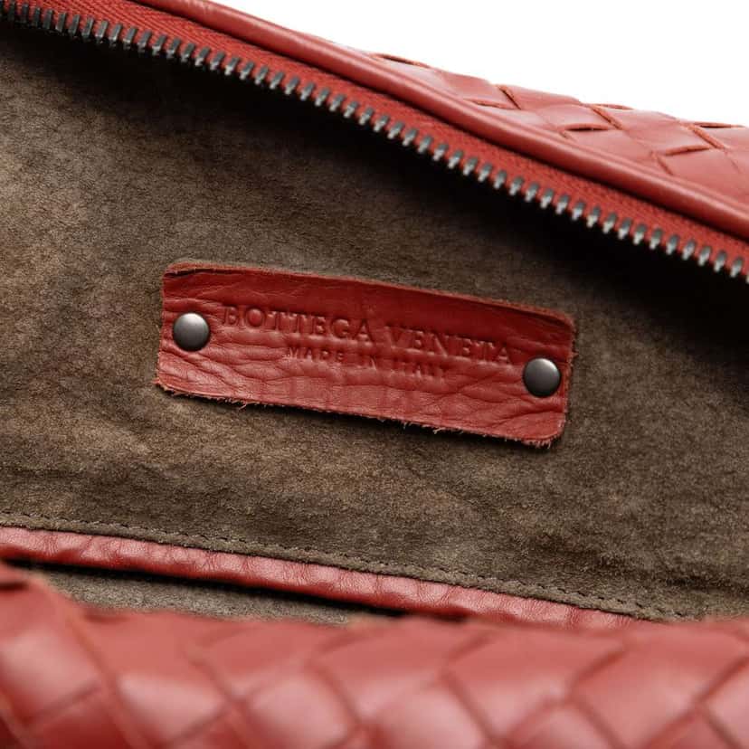 Bottega Veneta Nappa Intrecciato Boston Bag Red Leather Very good condition - Box View
