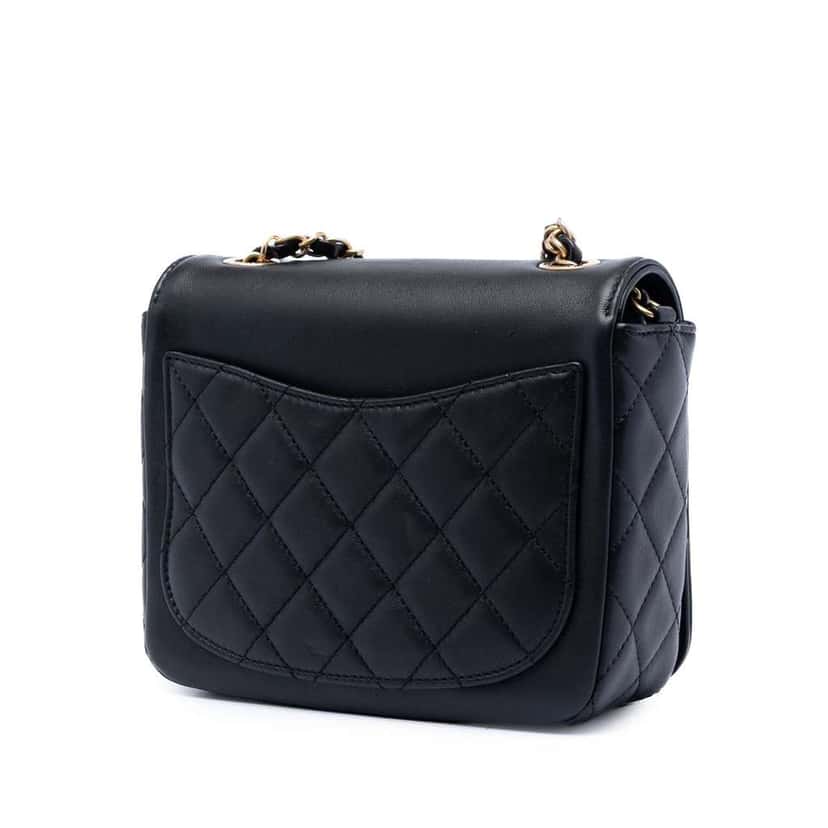 Chanel Lambskin Lucky Charms Flap Crossbody Black Leather Very good condition - Back View