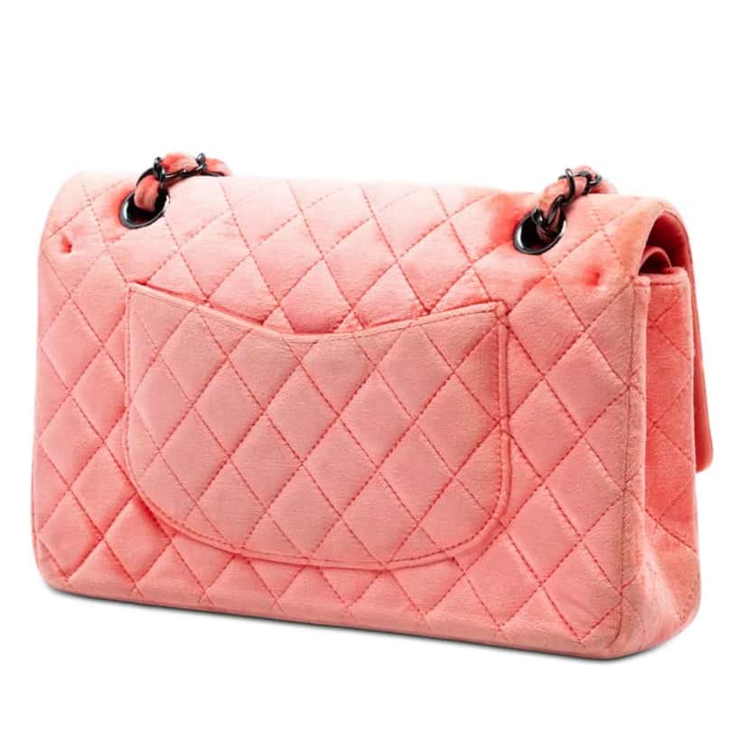 Chanel Medium Classic Velvet Double Flap Pink Velvet Very good condition - Back View