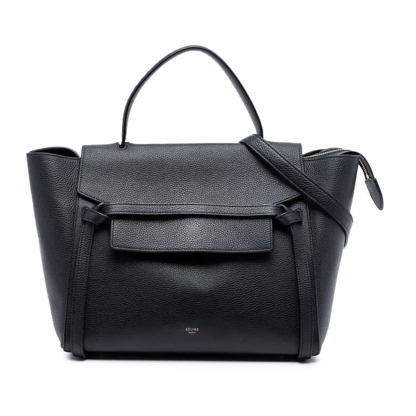 Celine Mini Grained Calfskin Belt Bag Black Leather Very good condition - Front View