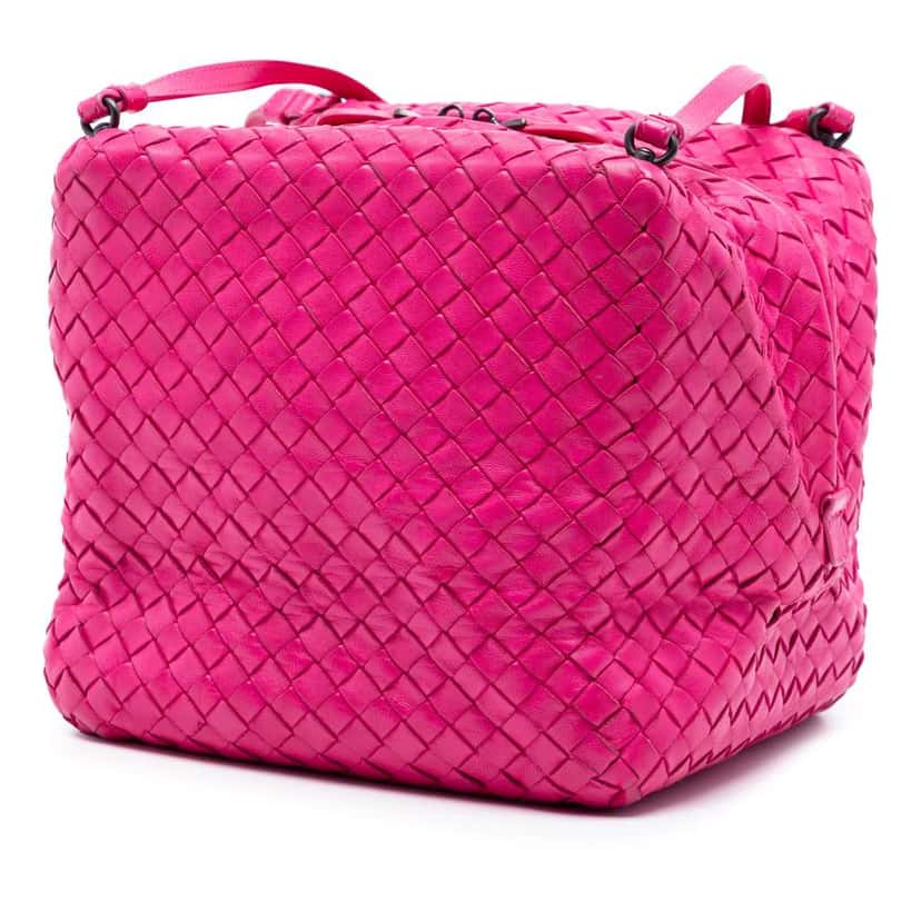 Bottega Veneta Nappa Intrecciato Cube Crossbody Pink Leather Very good condition - Back View
