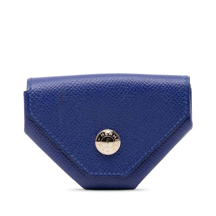 Hermès Epsom Le 24 Coin Purse Blue Leather Very good condition - Front View