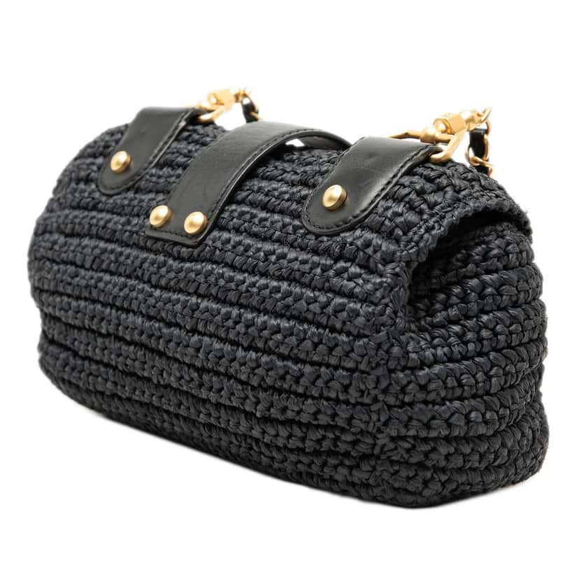 Chanel CC Raffia Crossbody Black Very good condition - Back View