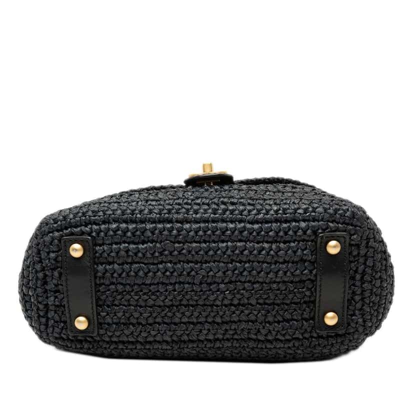 Chanel CC Raffia Crossbody Black Very good condition - Inside View