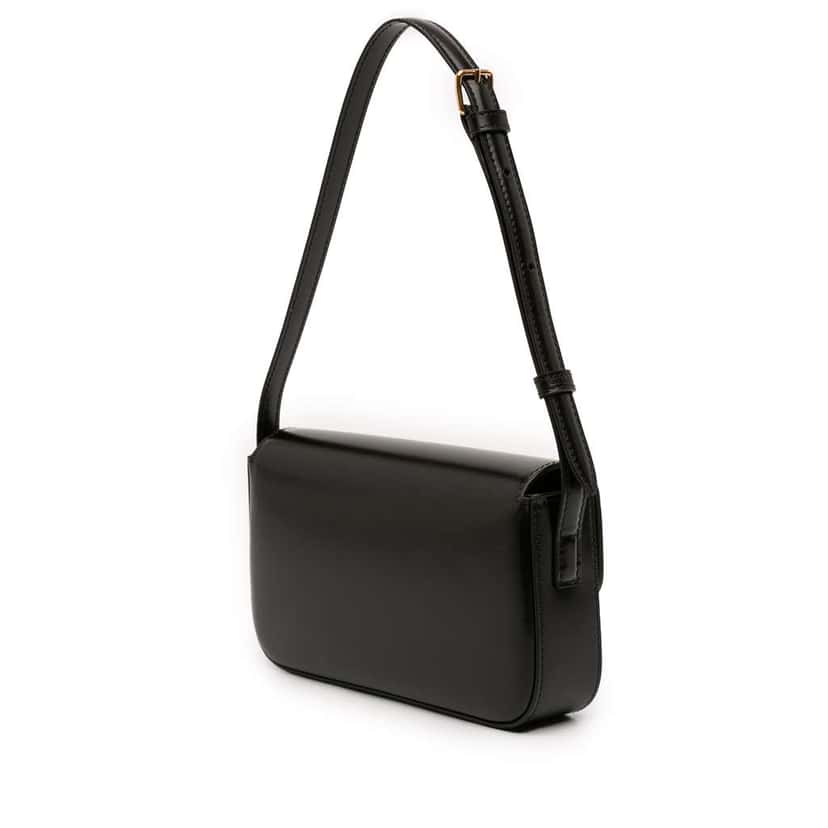 Celine Shiny Calfskin Claude Shoulder Bag Black Leather Very good condition - Back View