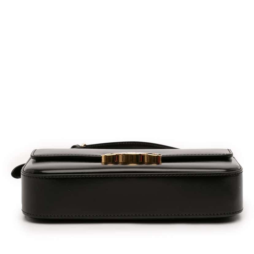 Celine Shiny Calfskin Claude Shoulder Bag Black Leather Very good condition - Inside View