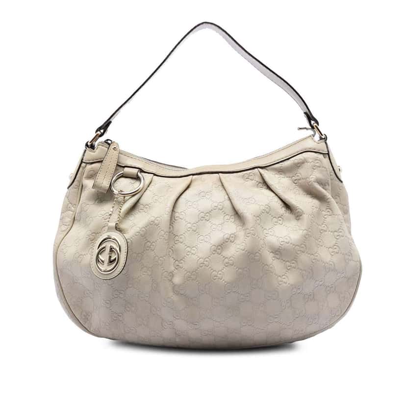 Gucci Guccissima Sukey Shoulder Bag Brown Leather Very good condition - Front View