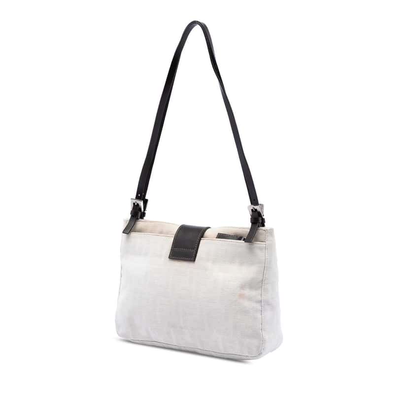 Fendi Zucca Canvas Shoulder Bag White Canvas Very good condition - Back View