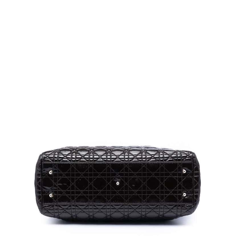 Dior Large Patent Cannage Lady Dior Soft Shopping Tote Black Leather Very good condition - Inside View