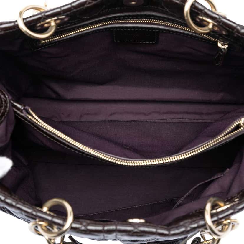 Dior Large Patent Cannage Lady Dior Soft Shopping Tote Black Leather Very good condition - Model View