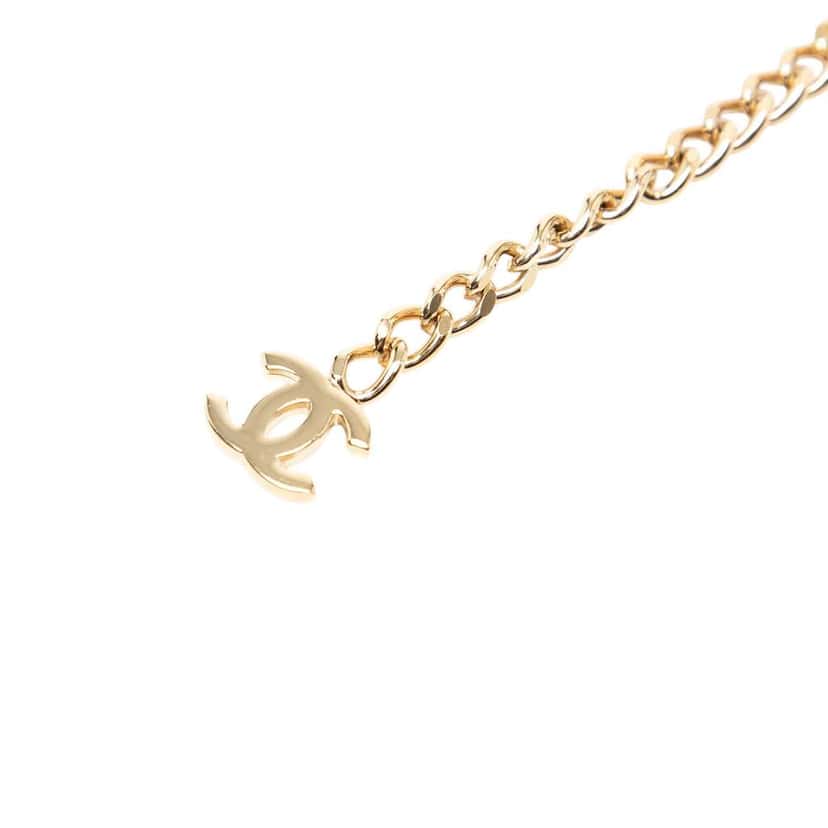 Chanel Gold Plated Strass Coco Plaque Double Chain Belt Gold Metal Very good condition - Back View