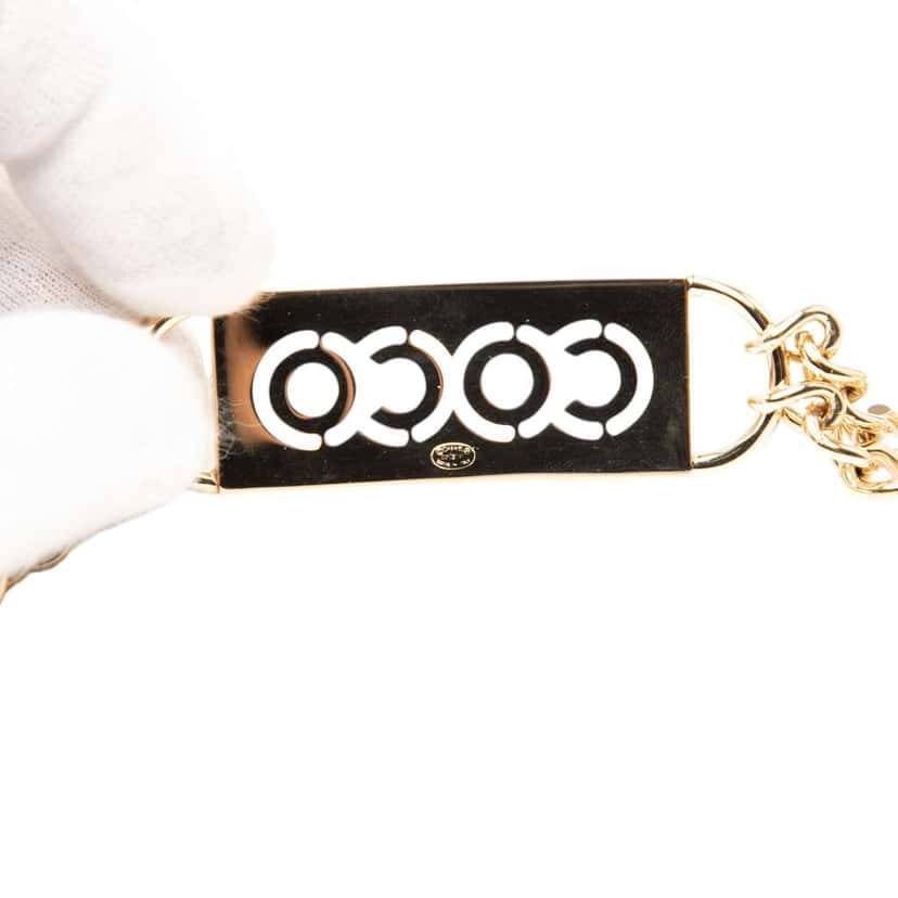 Chanel Gold Plated Strass Coco Plaque Double Chain Belt Gold Metal Very good condition - Inside View