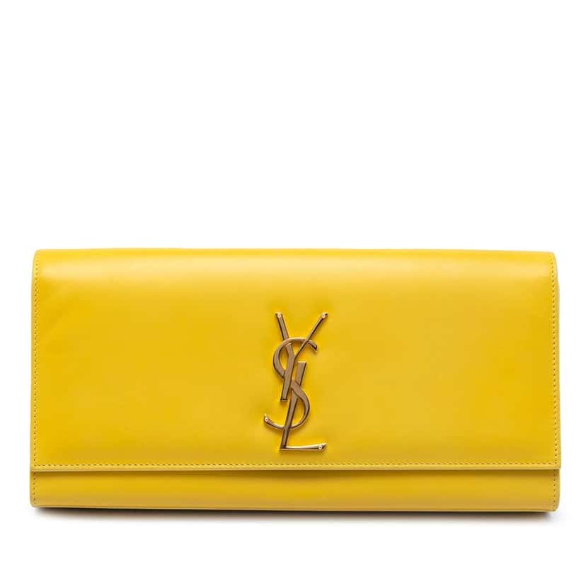 Saint Laurent Smooth Leather Cassandre Clutch Yellow Leather Very good condition - Front View