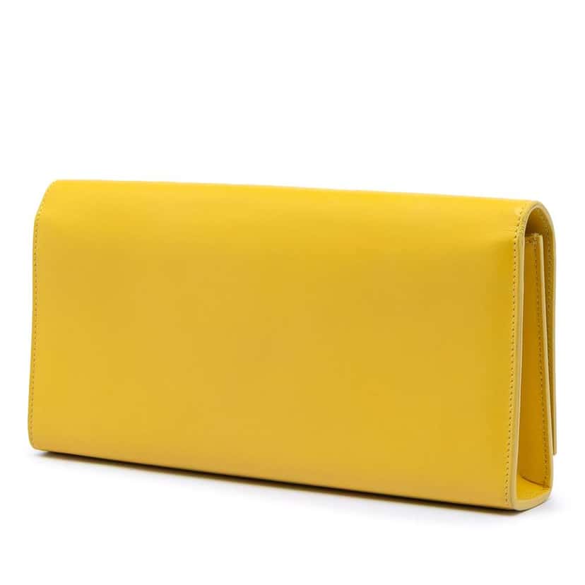 Saint Laurent Smooth Leather Cassandre Clutch Yellow Leather Very good condition - Back View
