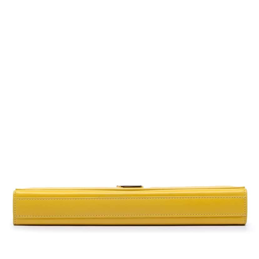 Saint Laurent Smooth Leather Cassandre Clutch Yellow Leather Very good condition - Inside View