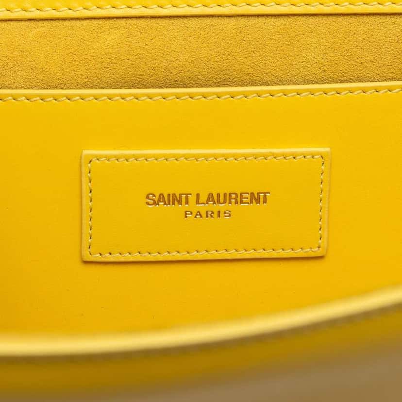 Saint Laurent Smooth Leather Cassandre Clutch Yellow Leather Very good condition - Box View