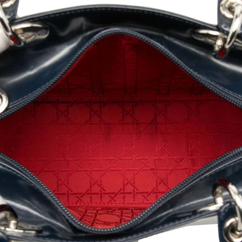 Dior Medium Glazed Calfskin Lady Dior Blue Leather Very good condition - Model View