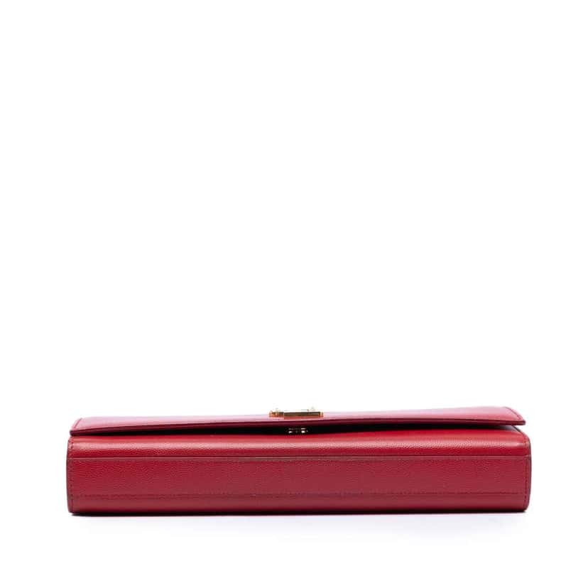 Saint Laurent Grain de Poudre Monogram Cassandre Clutch Red Leather Very good condition - Inside View
