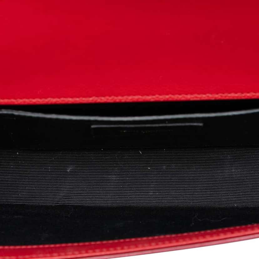 Saint Laurent Grain de Poudre Monogram Cassandre Clutch Red Leather Very good condition - Model View