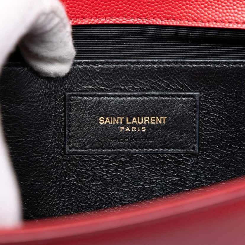 Saint Laurent Grain de Poudre Monogram Cassandre Clutch Red Leather Very good condition - Box View