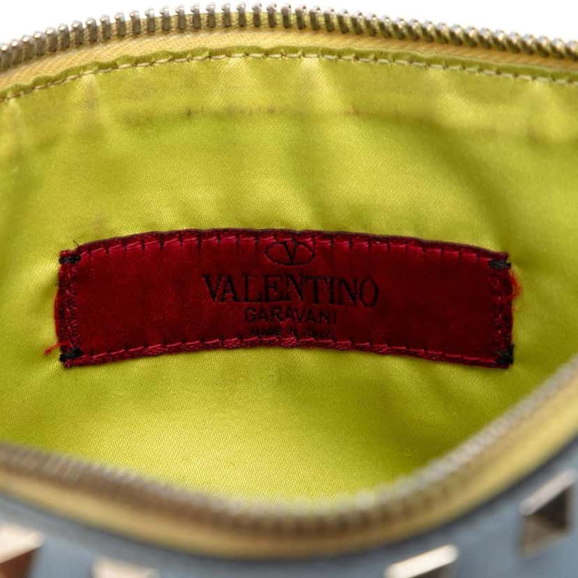 Valentino Bicolor Leather Rockstud Clutch Blue Leather Very good condition - Box View