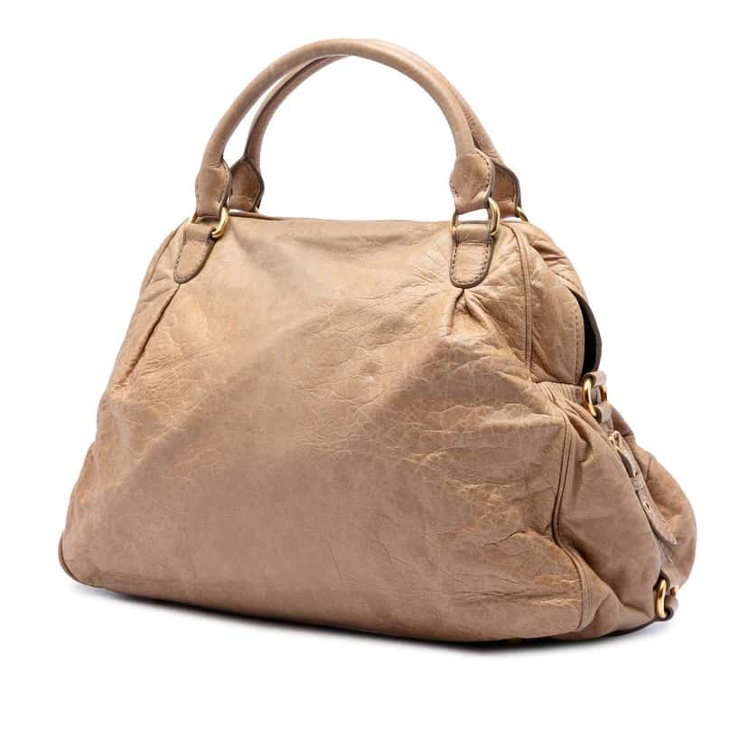 Miu Miu Medium Distressed Nappa Charm Satchel Brown Leather Very good condition - Back View