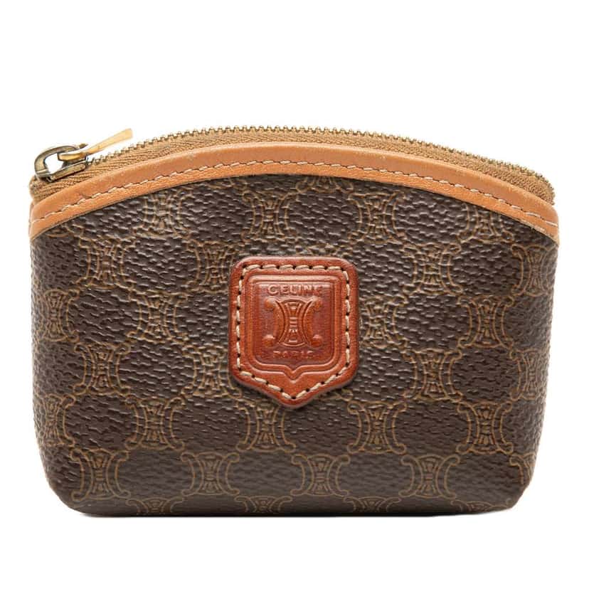 Celine Macadam Coated Canvas Coin Pouch Brown Canvas Very good condition - Front View