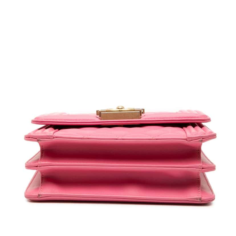 Chanel Quilted Lambskin North South Boy Flap Pink Leather Very good condition - Inside View