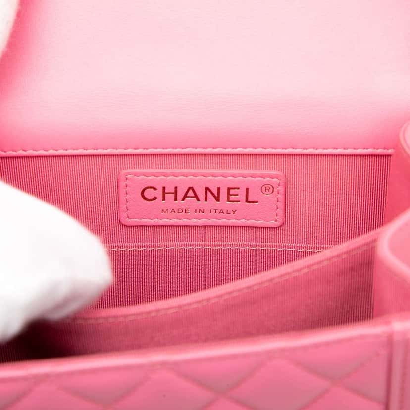 Chanel Quilted Lambskin North South Boy Flap Pink Leather Very good condition - Box View