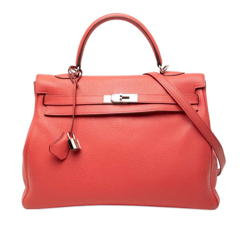 Hermès Clemence Kelly II Retourne 35 Red Leather Very good condition - Front View