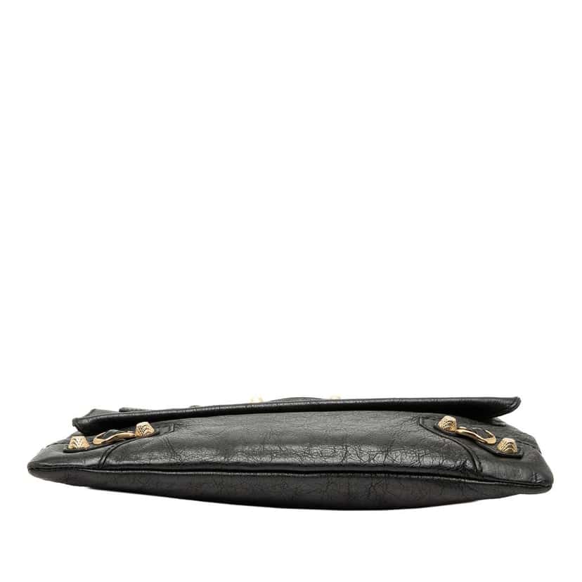 Balenciaga Lambskin Motocross Giant 12 Envelope Clutch Black Leather Very good condition - Inside View