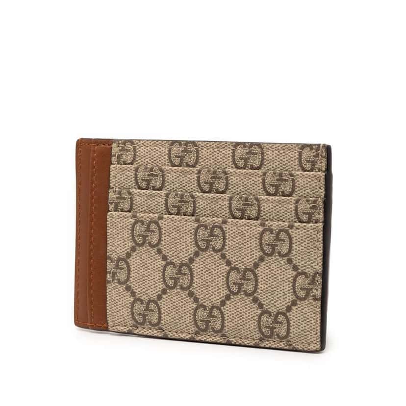 Gucci GG Supreme Emblem Card Holder Beige Canvas Very good condition - Back View