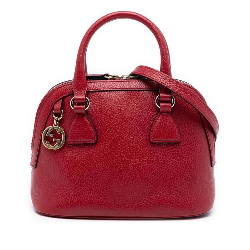 Gucci Mini Leather GG Charm Dome Satchel Red Leather Very good condition - Front View
