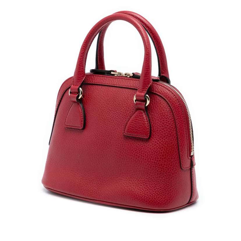 Gucci Mini Leather GG Charm Dome Satchel Red Leather Very good condition - Back View