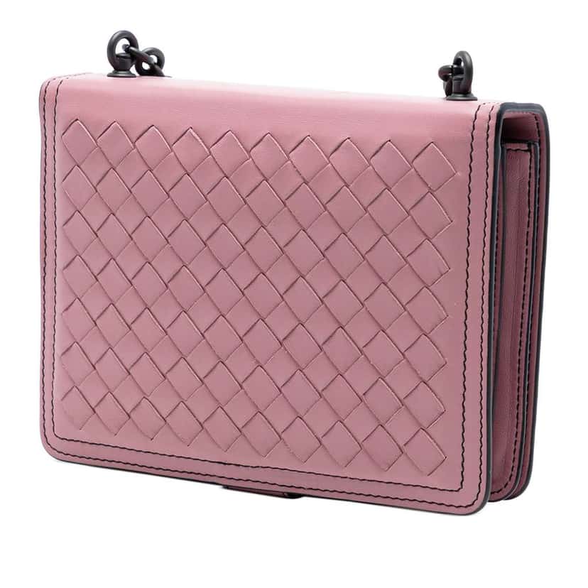 Bottega Veneta Small Nappa Intrecciato Runway Shoulder Bag Pink Leather Very good condition - Back View