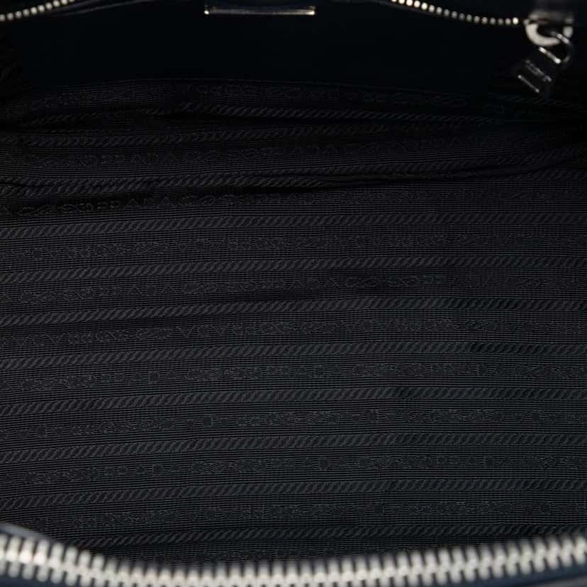 Prada Glace Calf Twin Pocket Double Handle Satchel Blue Leather Very good condition - Model View