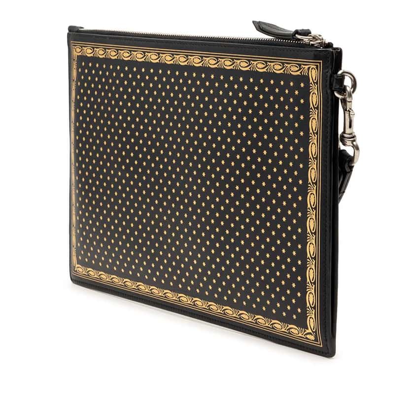 Gucci Leather Guccy Sega Clutch Black Leather Very good condition - Back View