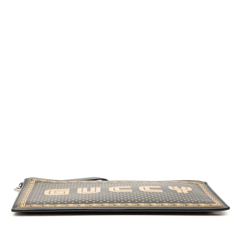 Gucci Leather Guccy Sega Clutch Black Leather Very good condition - Inside View