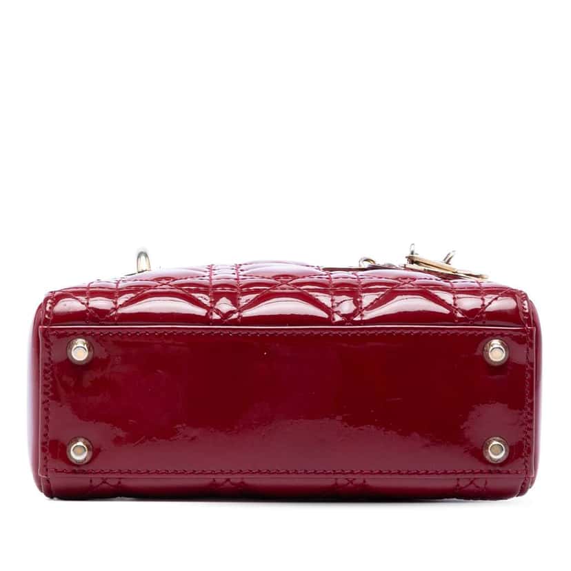 Dior Mini Patent Cannage Lady Dior Red Leather Very good condition - Inside View