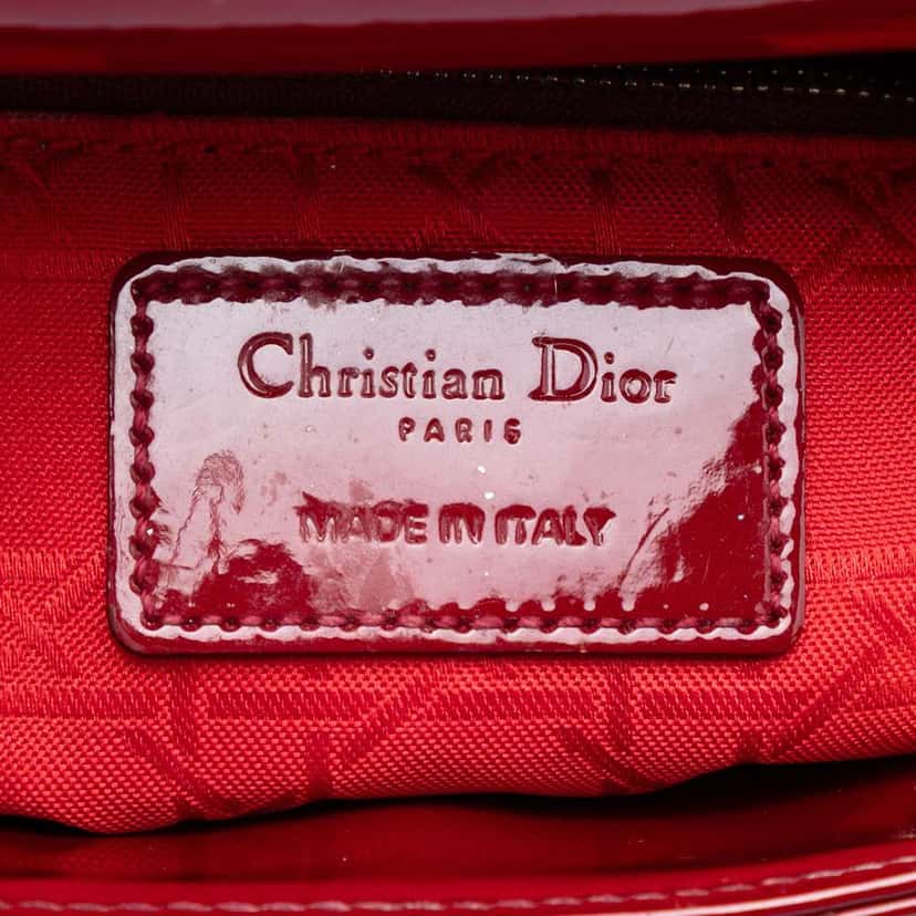 Dior Mini Patent Cannage Lady Dior Red Leather Very good condition - Box View