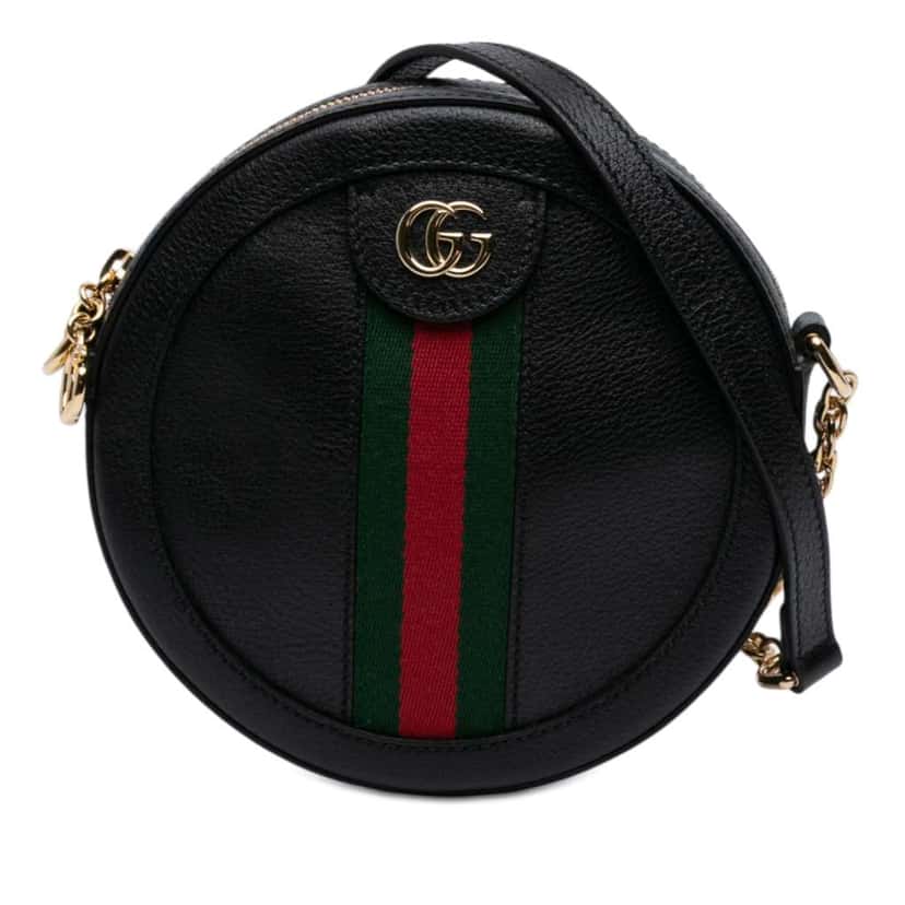 Gucci Mini Leather Ophidia Round Crossbody Black Leather Very good condition - Front View