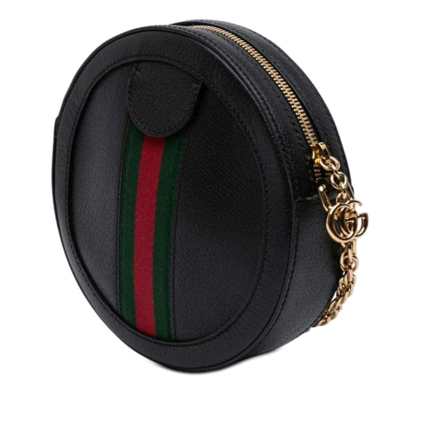 Gucci Mini Leather Ophidia Round Crossbody Black Leather Very good condition - Back View