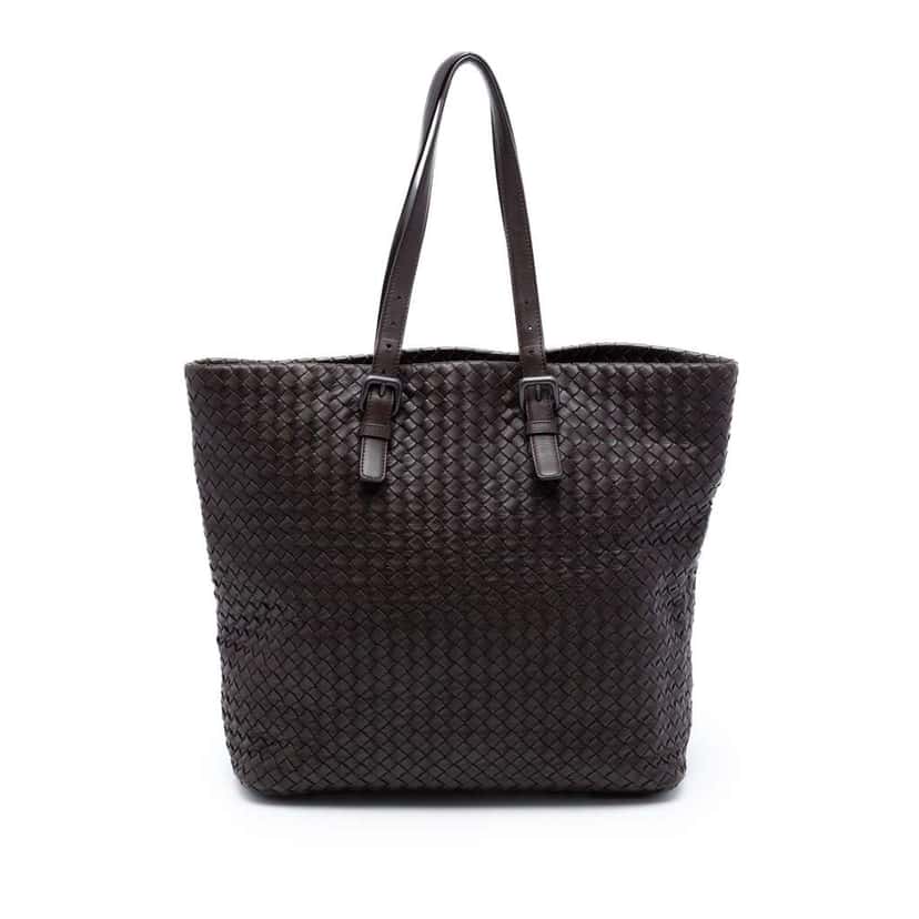 Bottega Veneta Nappa Intrecciato Belt Strap Tote Brown Leather Very good condition - Front View