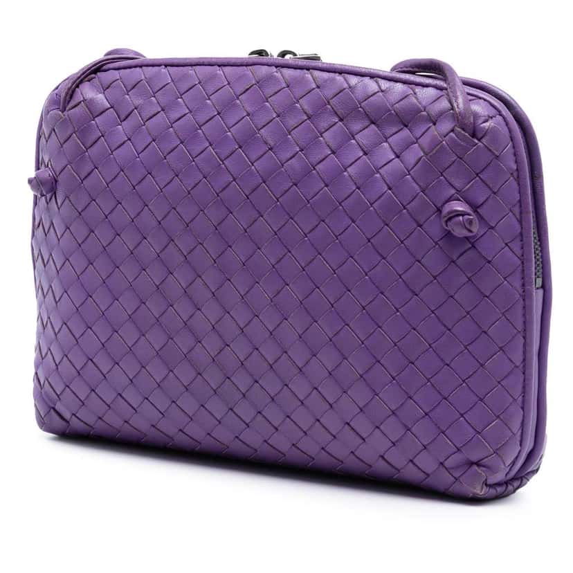 Bottega Veneta Nappa Intrecciato Nodini Crossbody Purple Leather Very good condition - Back View