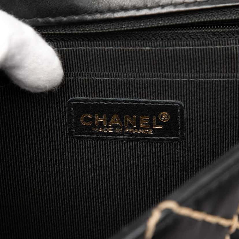 Chanel CC Calfskin Wild Stitch Flap Black Leather Very good condition - Box View